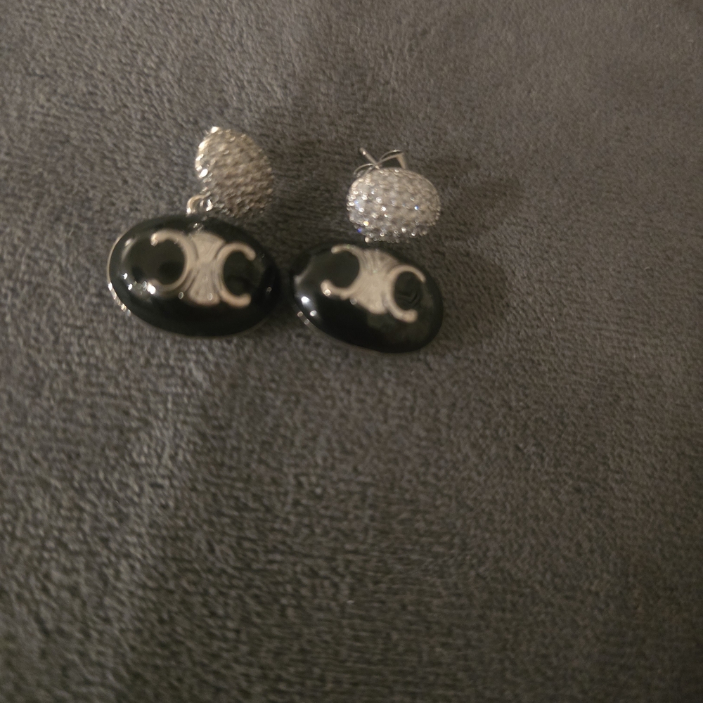 Celine Silver and Black Button Accessory